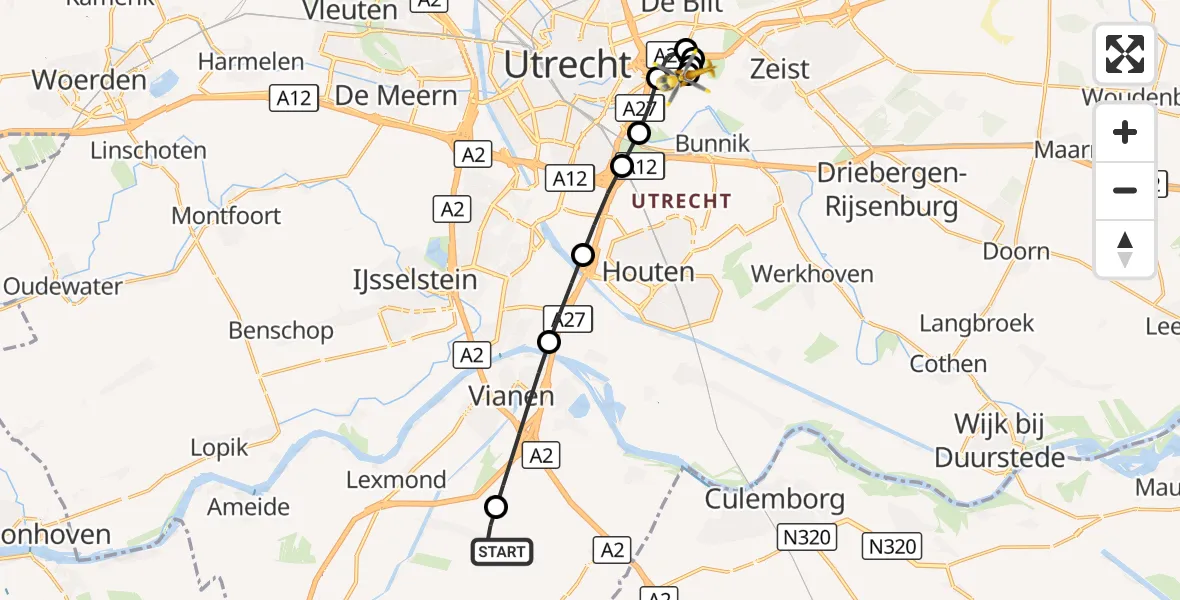 Vluchtroute Traumahelikopter Hei- en Boeicop - Universitair Medisch Centrum Utrecht, 10 oktober 2026, 10:02