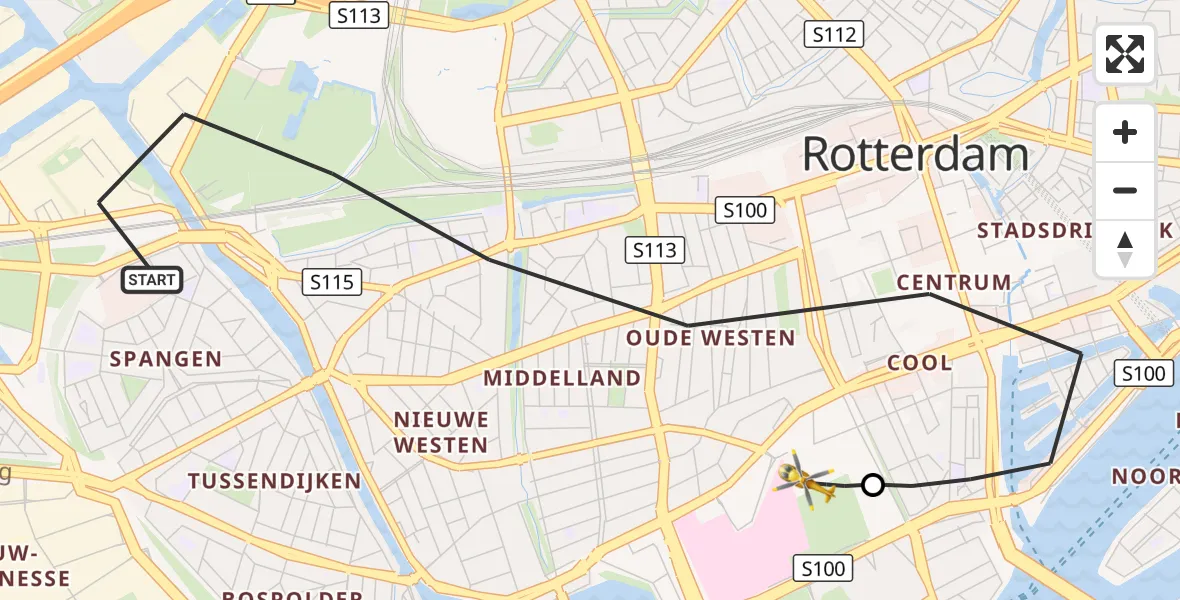Vluchtroute Traumahelikopter Rotterdam - Erasmus Medisch Centrum Heliport, 10 oktober 2026, 12:33