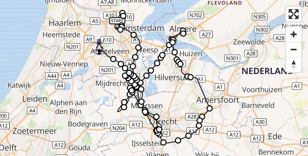 Vluchtroute Politiehelikopter Amsterdam - Amsterdam Vliegveld Schiphol, 10 oktober 2026, 14:50
