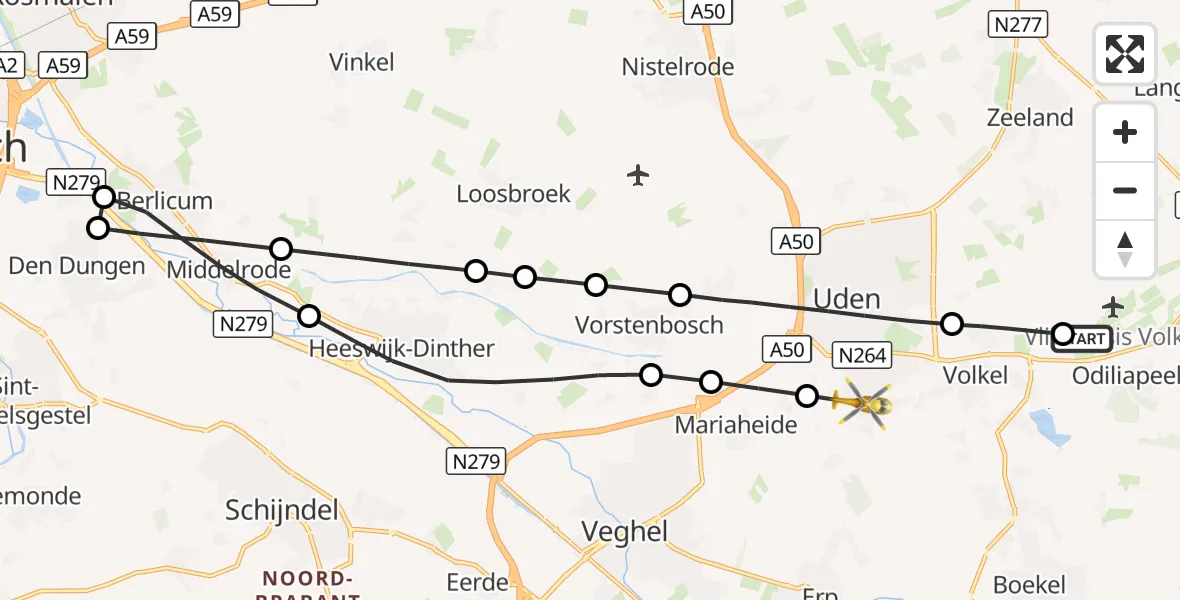 Vluchtroute Traumahelikopter Vliegbasis Volkel - Uden, 10 oktober 2026, 15:33