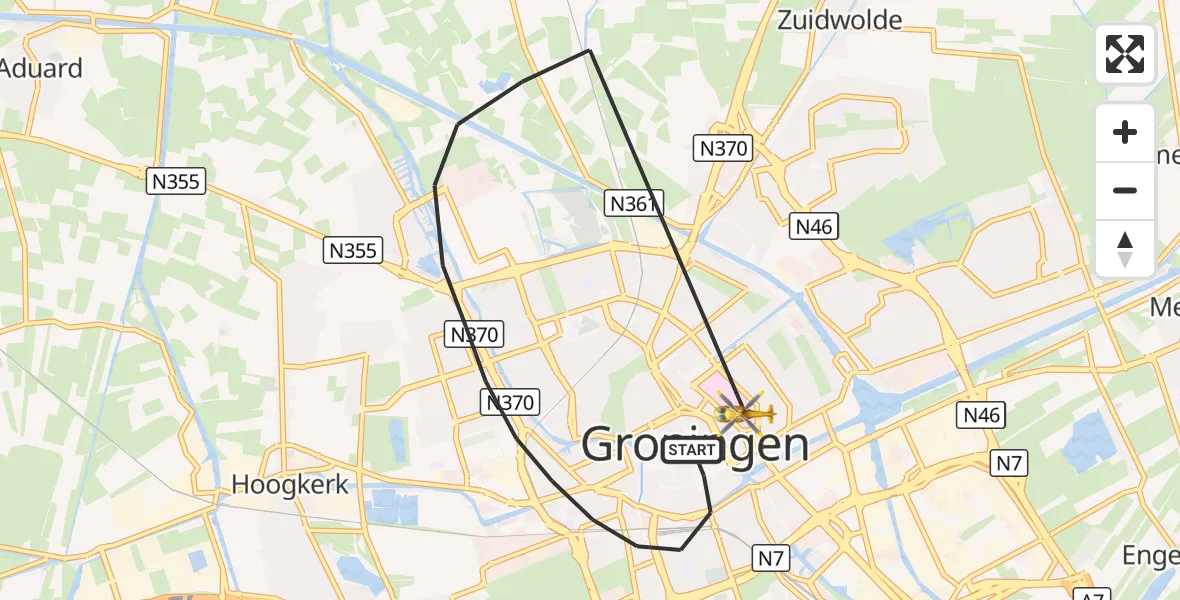 Vluchtroute Traumahelikopter Groningen - Universitair Medisch Centrum Groningen, 10 oktober 2026, 15:41