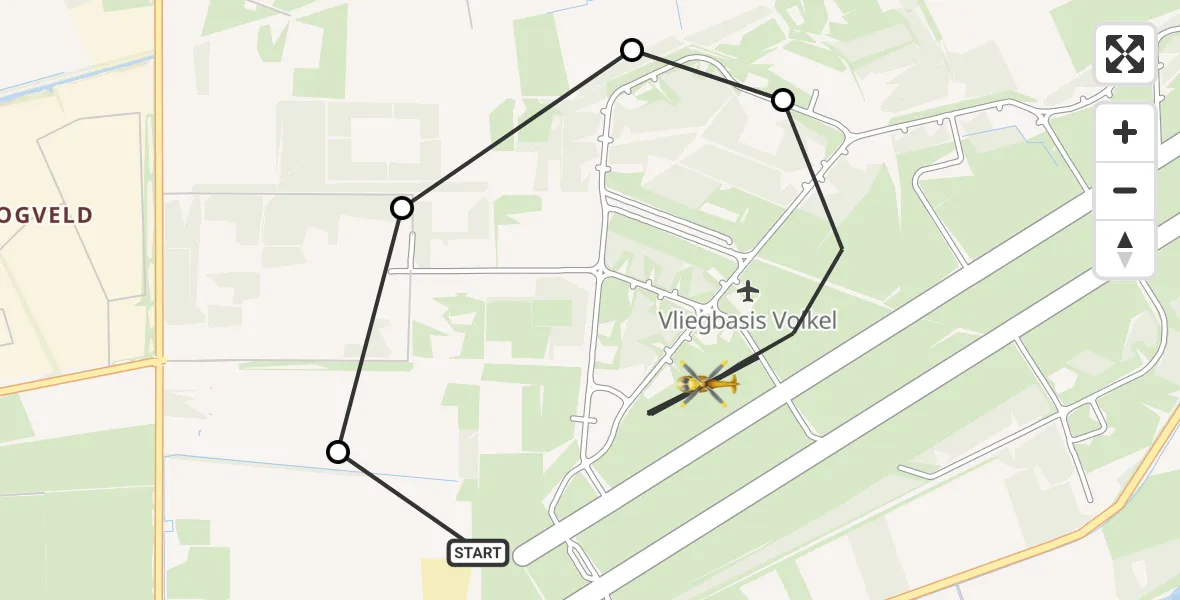 Vluchtroute Traumahelikopter Vliegbasis Volkel - Vliegbasis Volkel, 10 oktober 2026, 18:01