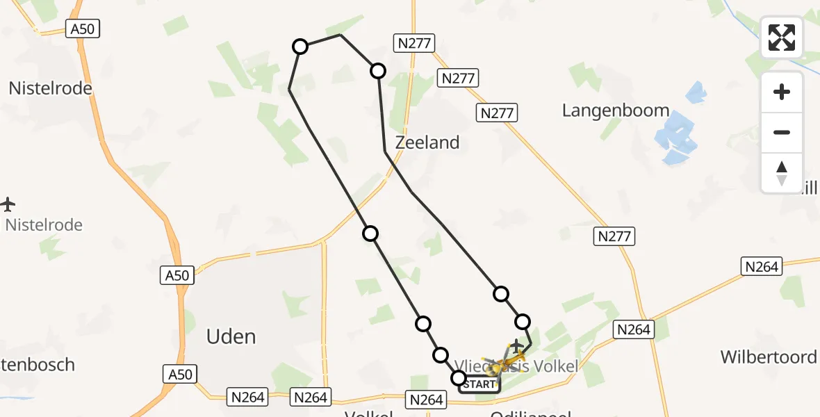 Vluchtroute Traumahelikopter Vliegbasis Volkel - Vliegbasis Volkel, 10 oktober 2026, 18:57