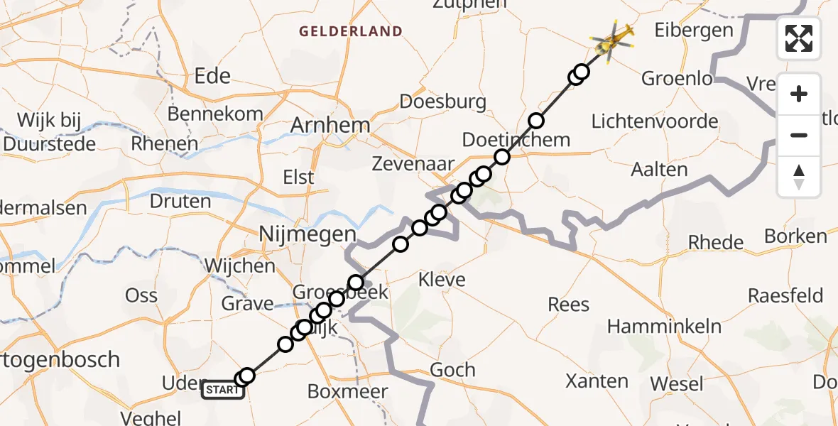 Vluchtroute Traumahelikopter Vliegbasis Volkel - Ruurlo, 11 oktober 2026, 01:33