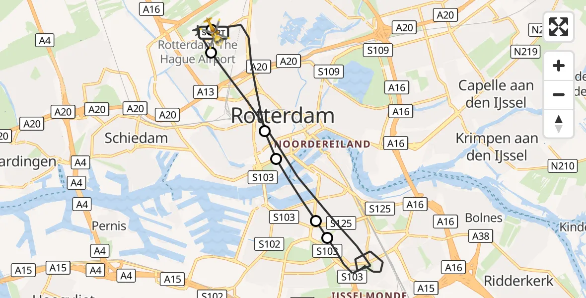 Vluchtroute Traumahelikopter Rotterdam The Hague Airport - Rotterdam The Hague Airport, 11 oktober 2026, 05:43