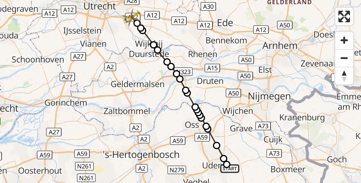 Vluchtroute Traumahelikopter Vliegbasis Volkel - Driebergen-Rijsenburg, 11 oktober 2026, 11:19
