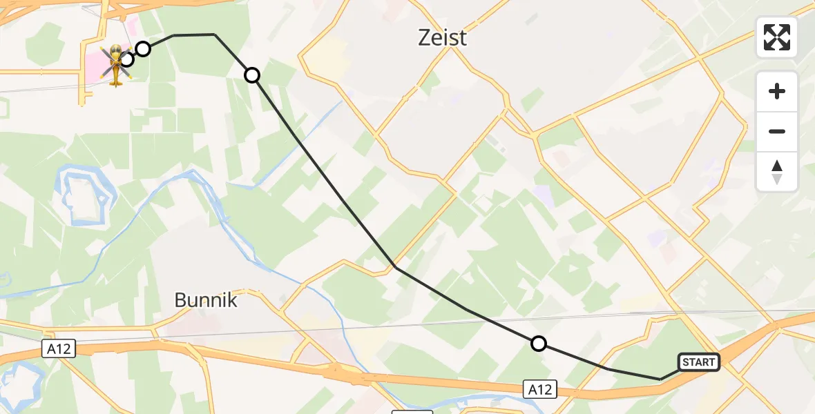 Vluchtroute Traumahelikopter Driebergen-Rijsenburg - Universitair Medisch Centrum Utrecht, 11 oktober 2026, 11:56