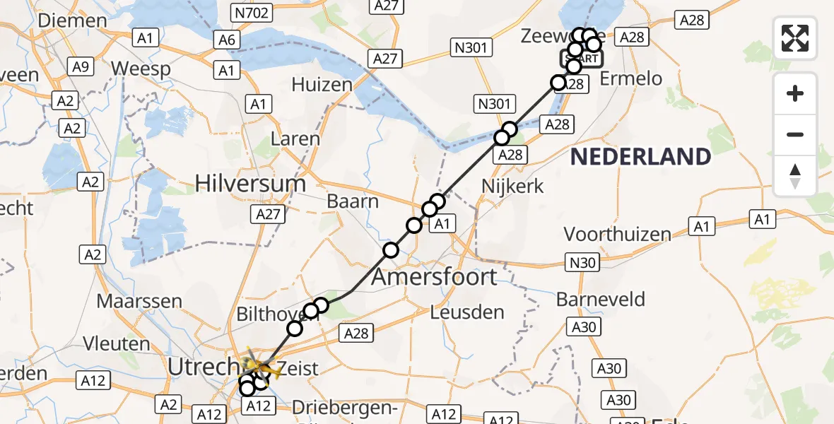Vluchtroute Traumahelikopter Ermelo - University Medical Center Utrecht Heliport, 11 oktober 2026, 12:11