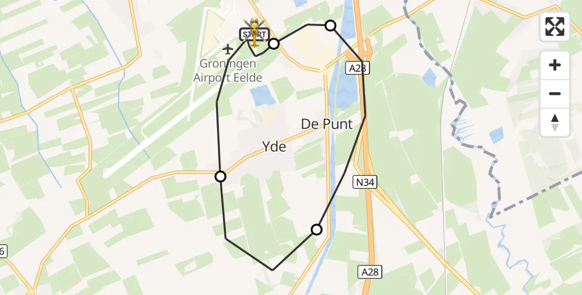 Vluchtroute Traumahelikopter Groningen Airport Eelde - Groningen Airport Eelde, 11 oktober 2026, 12:33
