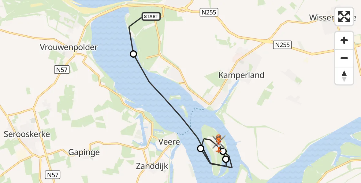 Vluchtroute Kustwachthelikopter Kamperland - Veere, 11 oktober 2026, 12:52