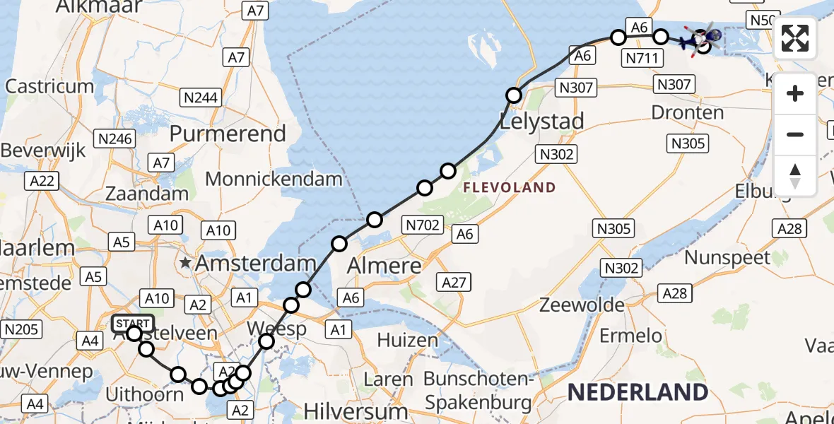 Vluchtroute Politiehelikopter Amsterdam Vliegveld Schiphol - Keteloog Helipad, 11 oktober 2026, 14:06
