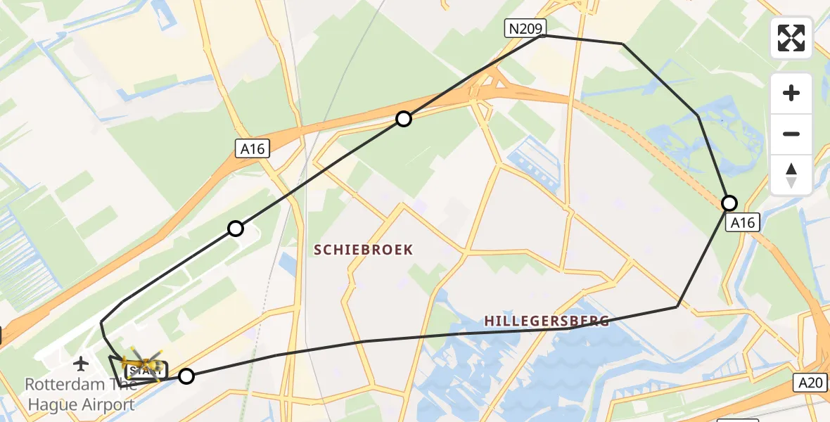 Vluchtroute Traumahelikopter Rotterdam The Hague Airport - Rotterdam The Hague Airport, 11 oktober 2026, 18:16