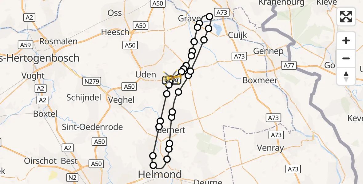 Vluchtroute Traumahelikopter Vliegbasis Volkel - Vliegbasis Volkel, 12 oktober 2026, 04:55