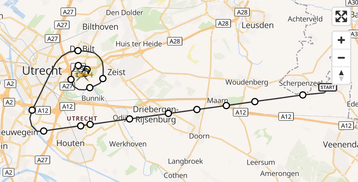 Vluchtroute Traumahelikopter Renswoude - Universitair Medisch Centrum Utrecht, 12 oktober 2026, 08:17