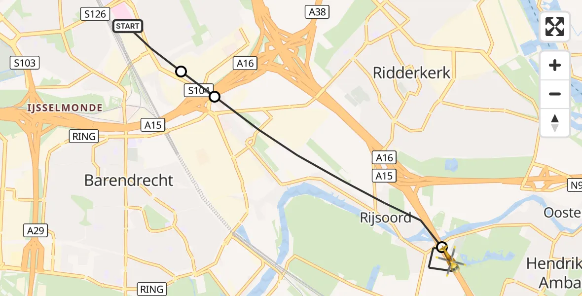 Vluchtroute Traumahelikopter Rotterdam - Hendrik-Ido-Ambacht, 12 oktober 2026, 12:05