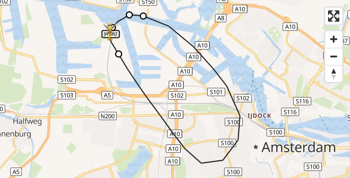 Vluchtroute Traumahelikopter Amsterdam Heliport - Amsterdam Heliport, 12 oktober 2026, 16:53