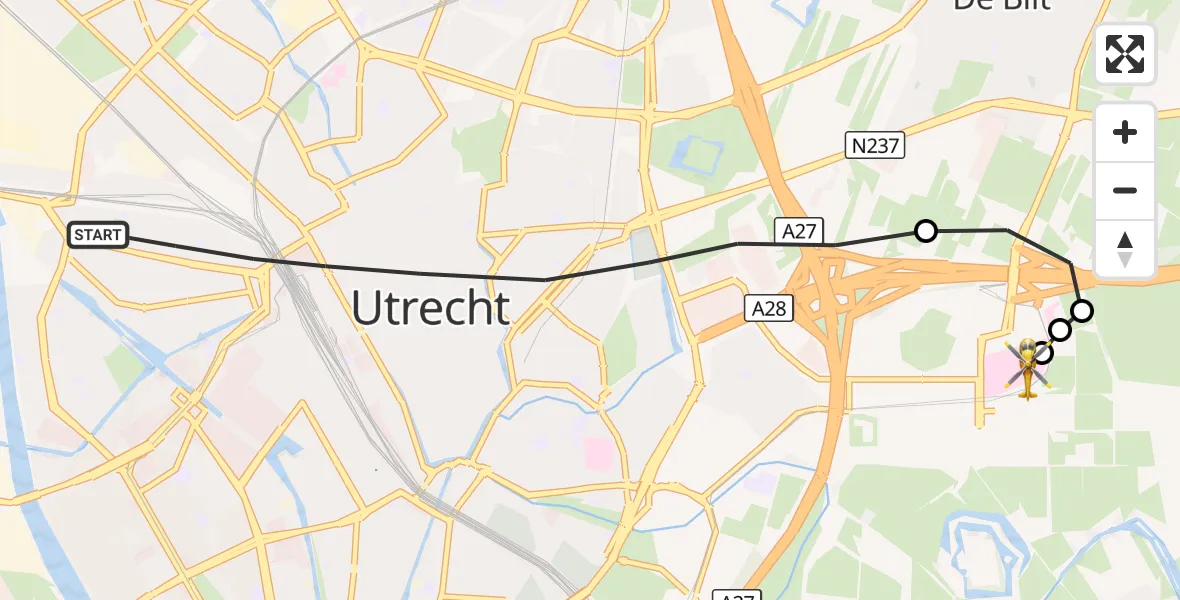 Vluchtroute Traumahelikopter Utrecht - Universitair Medisch Centrum Utrecht, 12 oktober 2026, 18:28