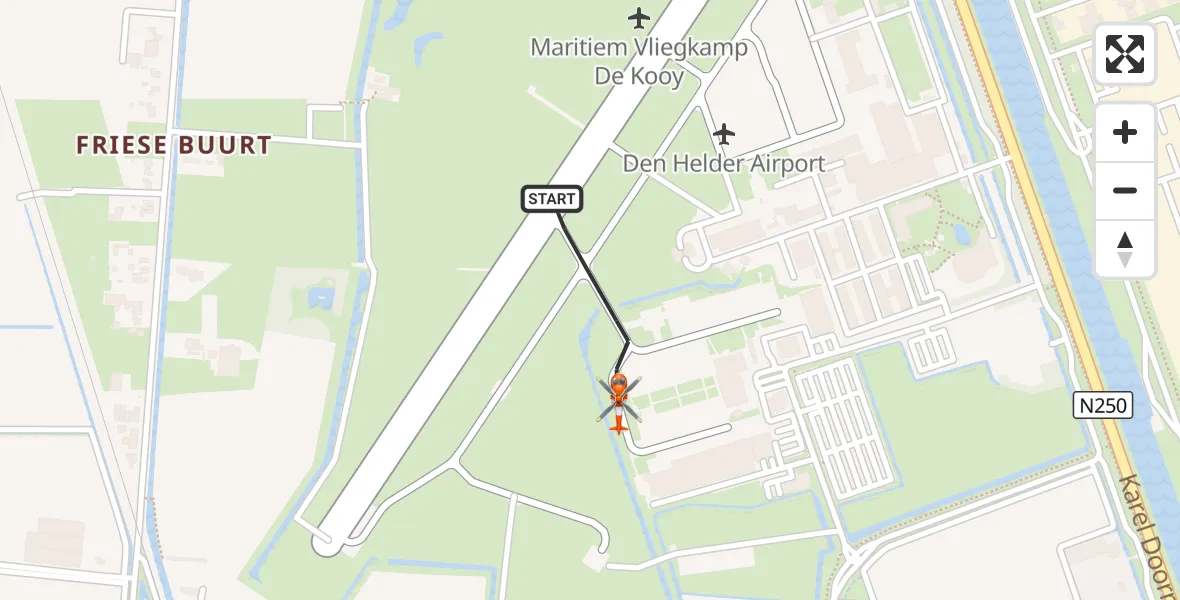Vluchtroute Kustwachthelikopter Militair vliegveld De Kooy / Den Helder Airport - Militair vliegveld De Kooy / Den Helder Airport, 12 oktober 2026, 18:42