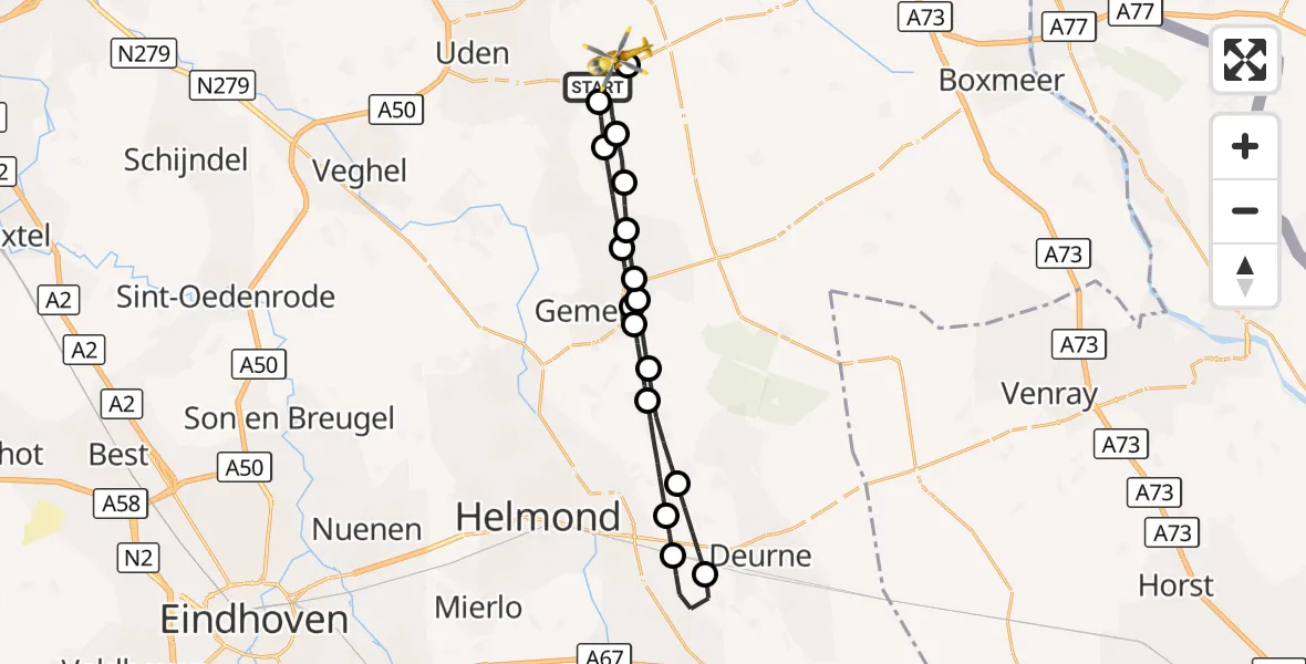 Vluchtroute Traumahelikopter Vliegbasis Volkel - Vliegbasis Volkel, 12 oktober 2026, 19:31