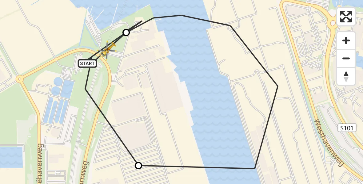 Vluchtroute Traumahelikopter Amsterdam Heliport - Amsterdam Heliport, 13 oktober 2026, 13:52