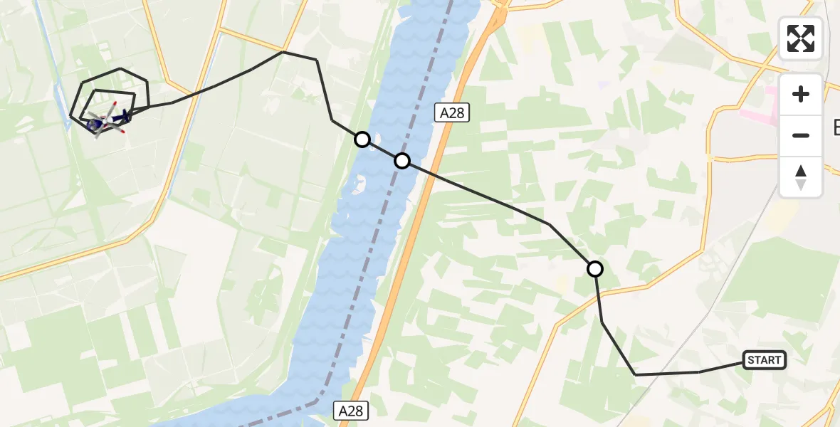 Vluchtroute Politiehelikopter Putten - Zeewolde, 13 oktober 2026, 14:02