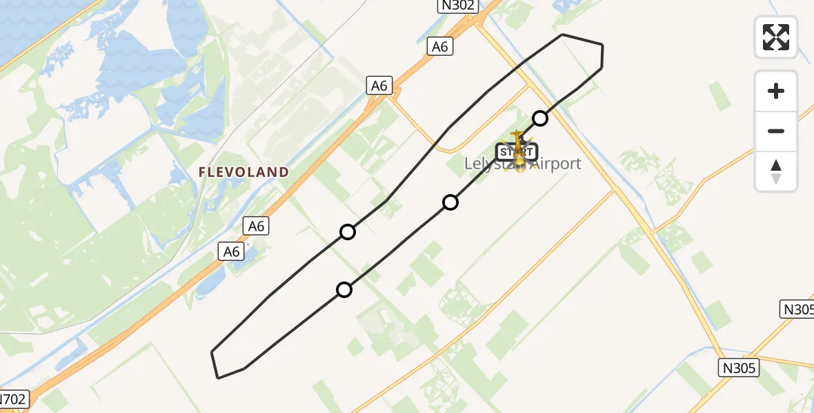 Vluchtroute Traumahelikopter Lelystad Airport - Lelystad Airport, 13 oktober 2026, 14:27