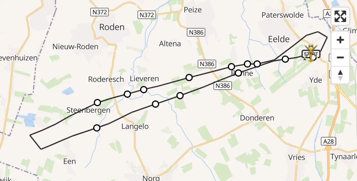 Vluchtroute Traumahelikopter Groningen Airport Eelde - Groningen Airport Eelde, 13 oktober 2026, 14:52