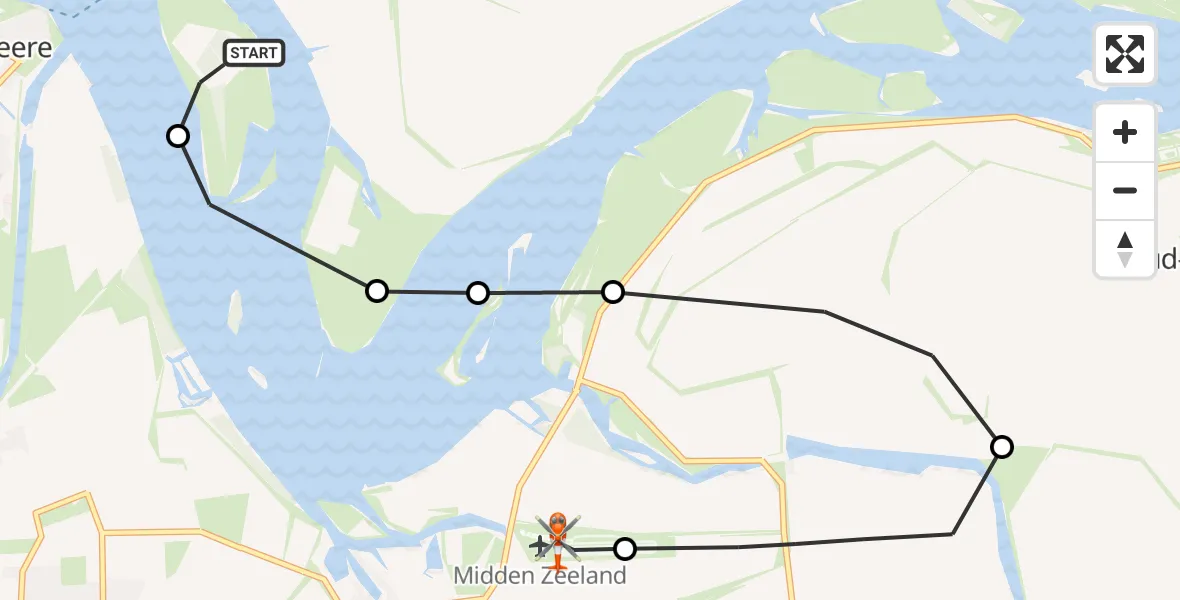Vluchtroute Kustwachthelikopter Veere - Vliegveld Midden-Zeeland, 13 oktober 2026, 15:17