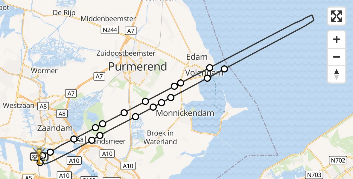 Vluchtroute Traumahelikopter Amsterdam Heliport - Amsterdam Heliport, 13 oktober 2026, 16:34