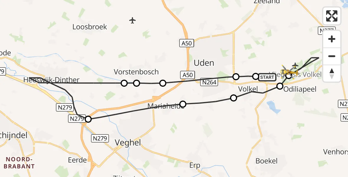Vluchtroute Traumahelikopter Vliegbasis Volkel - Vliegbasis Volkel, 13 oktober 2026, 16:54