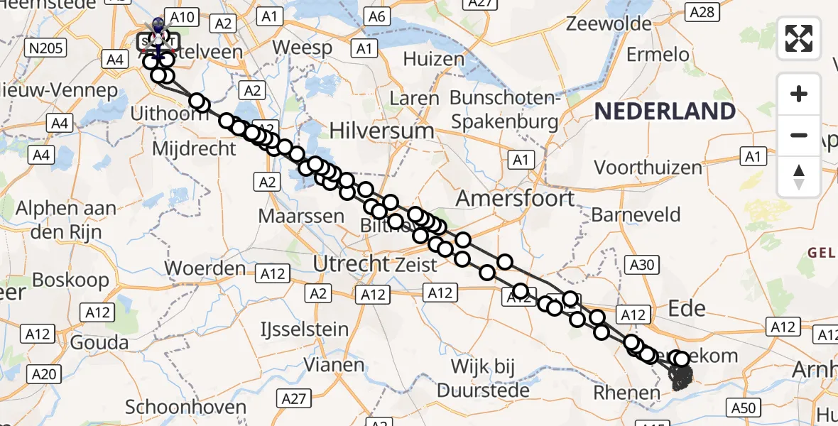 Vluchtroute Politiehelikopter Amsterdam Vliegveld Schiphol - Amsterdam Vliegveld Schiphol, 14 oktober 2026, 00:12