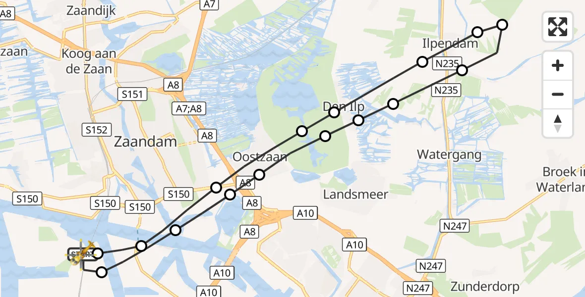 Vluchtroute Traumahelikopter Amsterdam Heliport - Amsterdam Heliport, 14 oktober 2026, 07:55