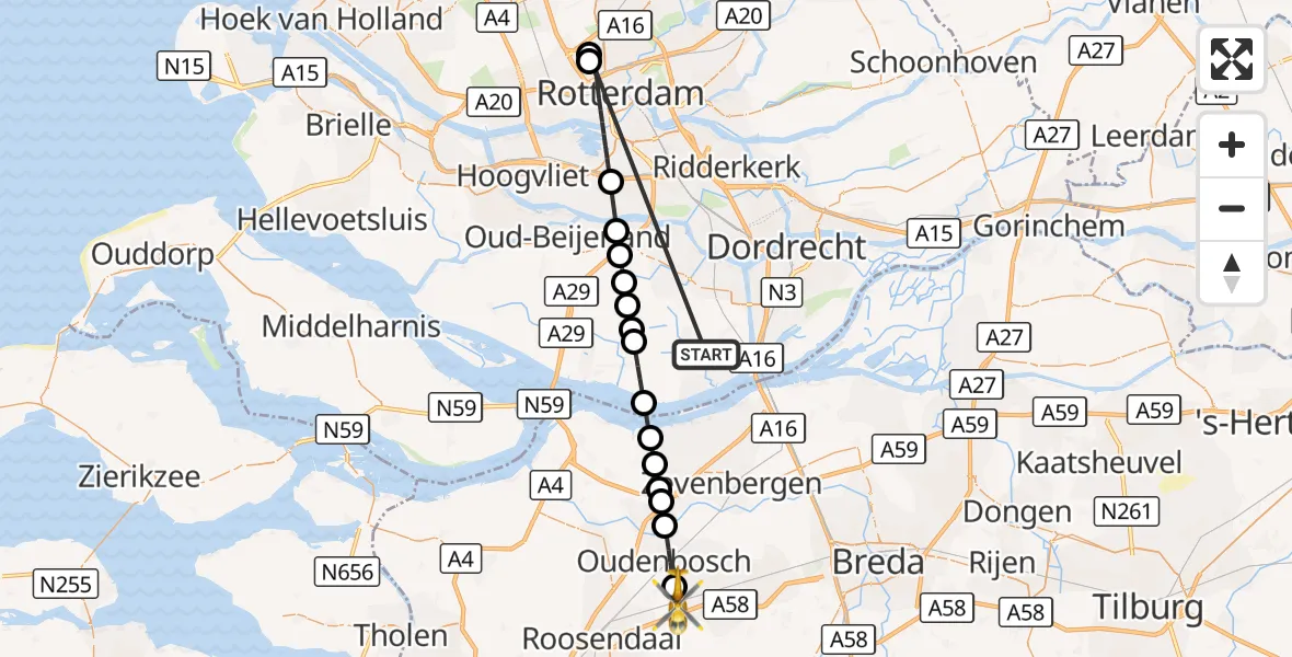 Vluchtroute Traumahelikopter Strijen - Bosschenhoofd, 14 oktober 2026, 10:24