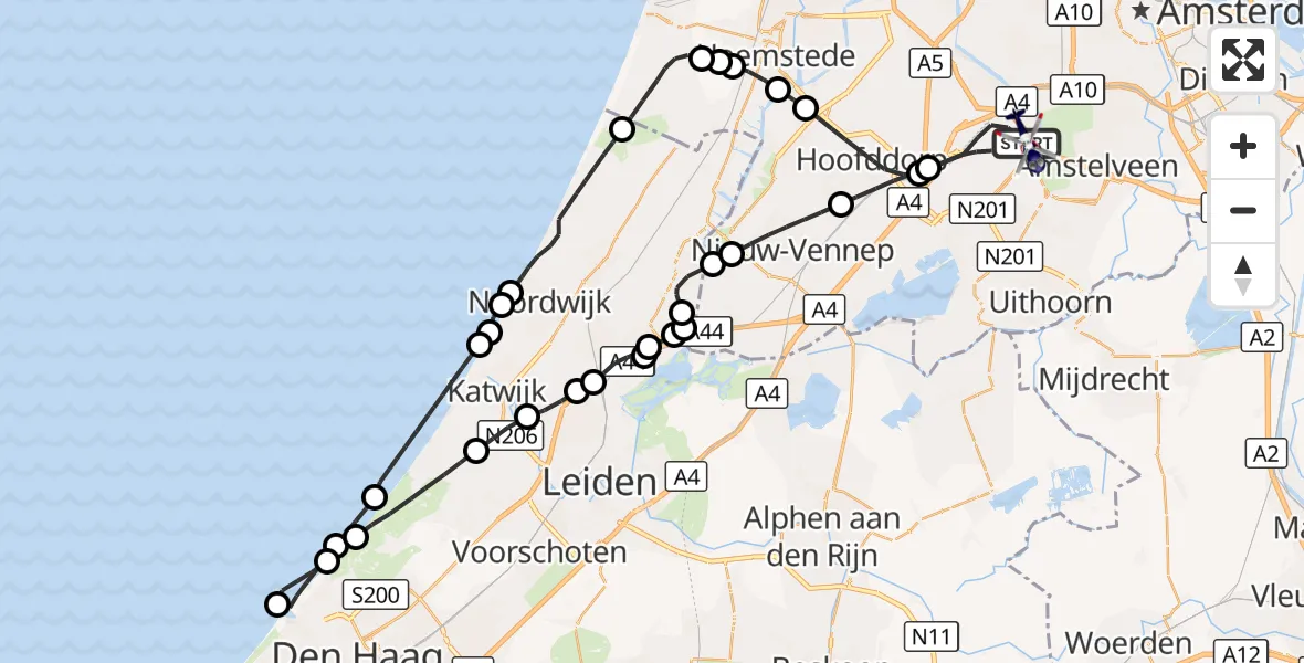 Vluchtroute Politiehelikopter Amsterdam Vliegveld Schiphol - Amsterdam Vliegveld Schiphol, 14 oktober 2026, 12:33