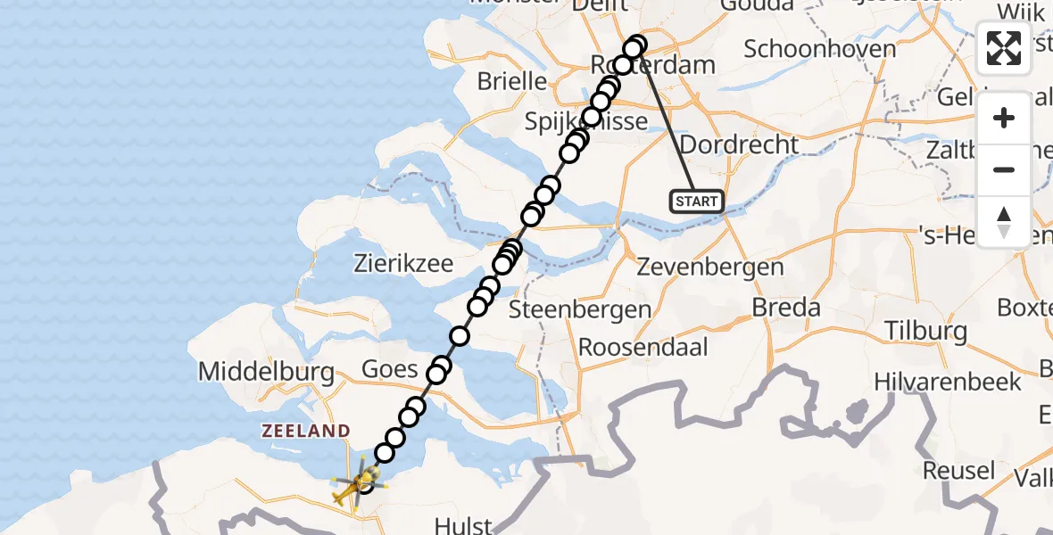 Vluchtroute Traumahelikopter Strijen - Terneuzen, 14 oktober 2026, 12:35
