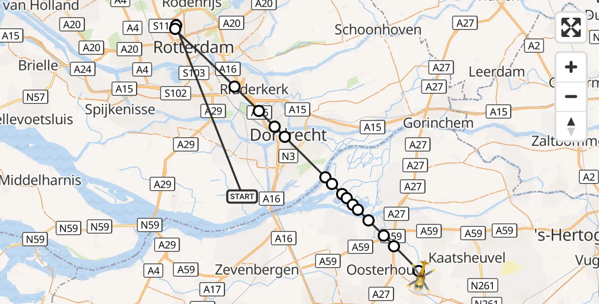 Vluchtroute Traumahelikopter Strijen - Dongen, 14 oktober 2026, 15:05