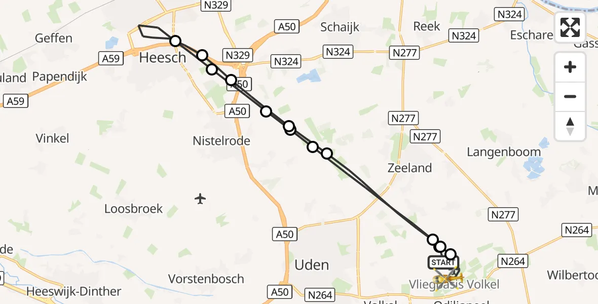 Vluchtroute Traumahelikopter Vliegbasis Volkel - Vliegbasis Volkel, 14 oktober 2026, 18:13