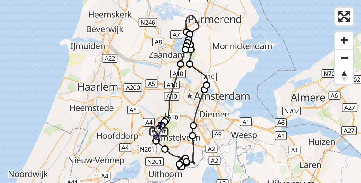 Vluchtroute Politiehelikopter Amsterdam Vliegveld Schiphol - Amsterdam Vliegveld Schiphol, 14 oktober 2026, 21:27