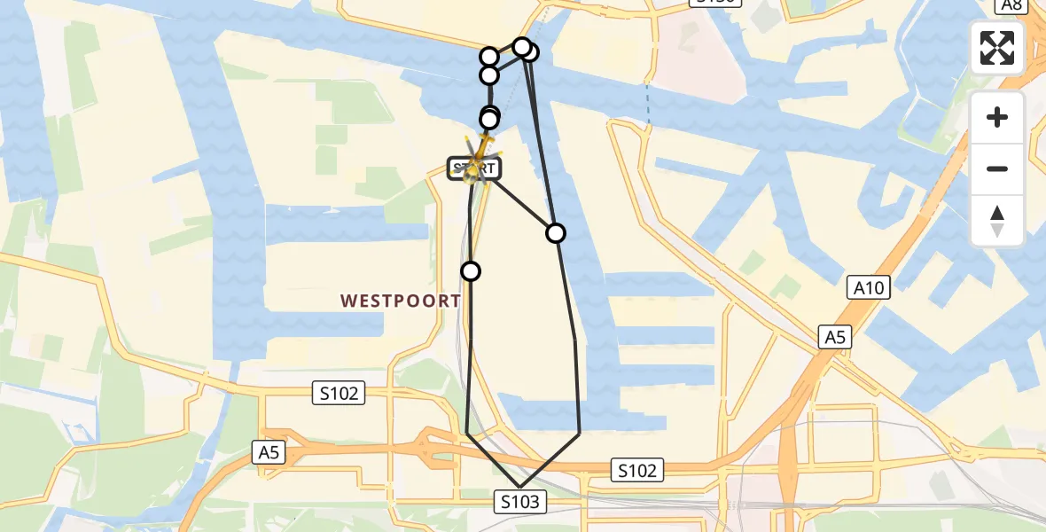 Vluchtroute Traumahelikopter Amsterdam Heliport - Amsterdam Heliport, 15 oktober 2026, 11:47