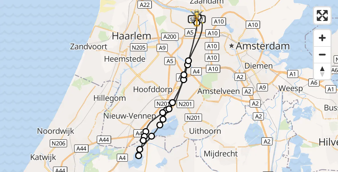Vluchtroute Traumahelikopter Amsterdam Heliport - Amsterdam Heliport, 15 oktober 2026, 12:14