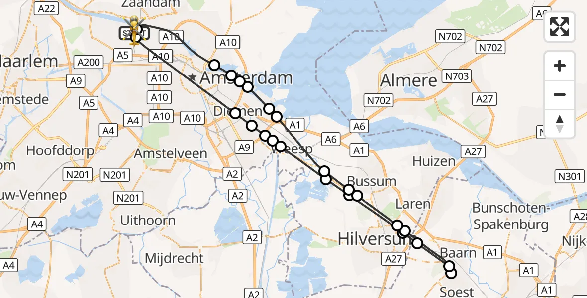 Vluchtroute Traumahelikopter Amsterdam Heliport - Amsterdam Heliport, 15 oktober 2026, 16:05