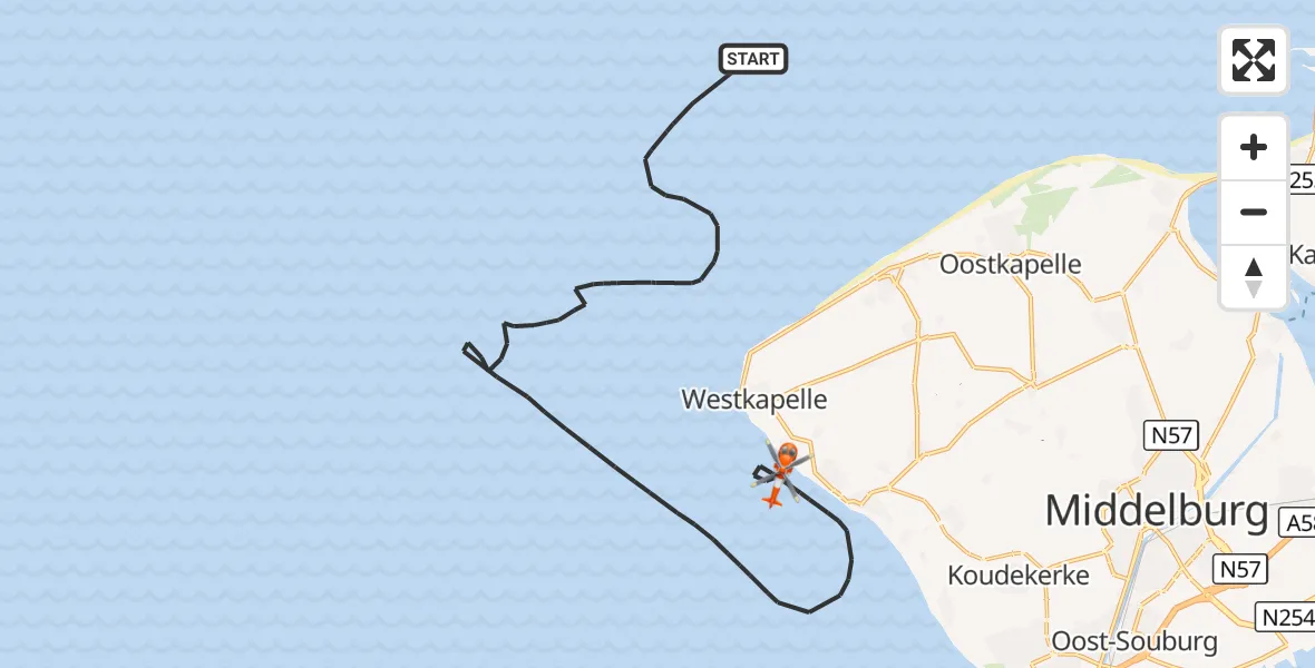 Vluchtroute Kustwachthelikopter Noordzee - Noordzee, 15 oktober 2026, 16:44