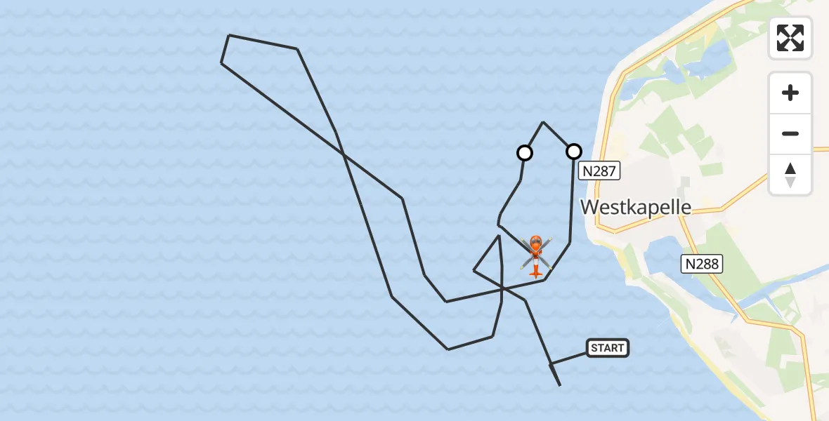 Vluchtroute Kustwachthelikopter Noordzee - Noordzee, 15 oktober 2026, 17:12