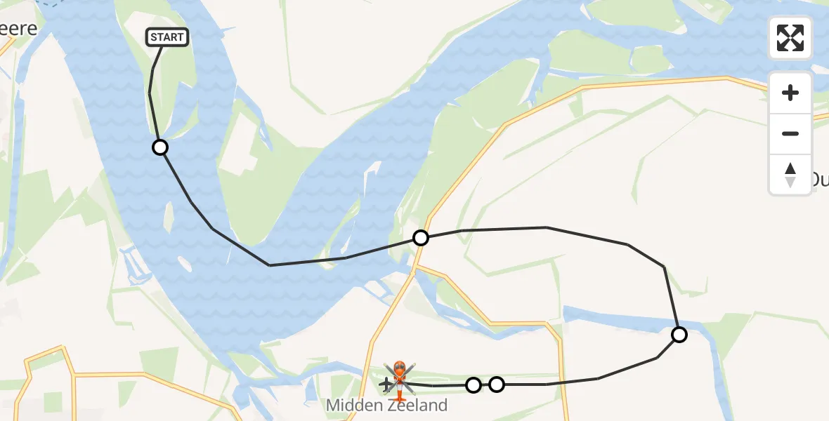 Vluchtroute Kustwachthelikopter Veere - Vliegveld Midden-Zeeland, 15 oktober 2026, 18:09