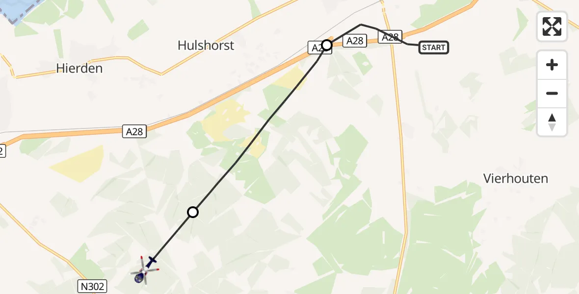Vluchtroute Politiehelikopter Nunspeet - Ermelo, 15 oktober 2026, 18:24