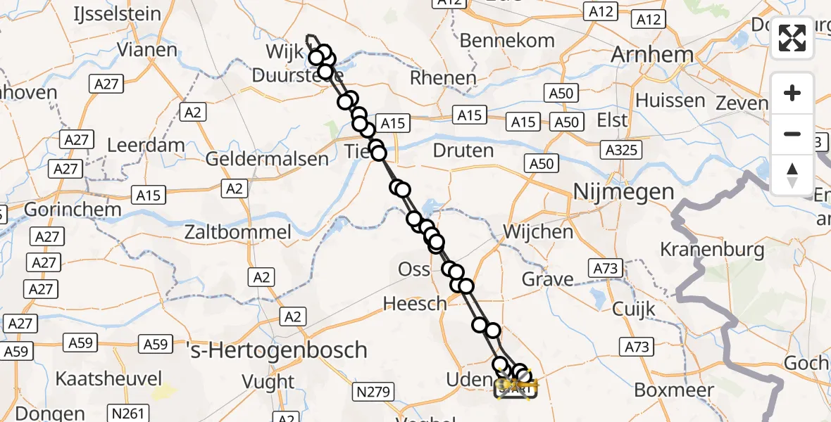 Vluchtroute Traumahelikopter Vliegbasis Volkel - Vliegbasis Volkel, 16 oktober 2026, 06:34