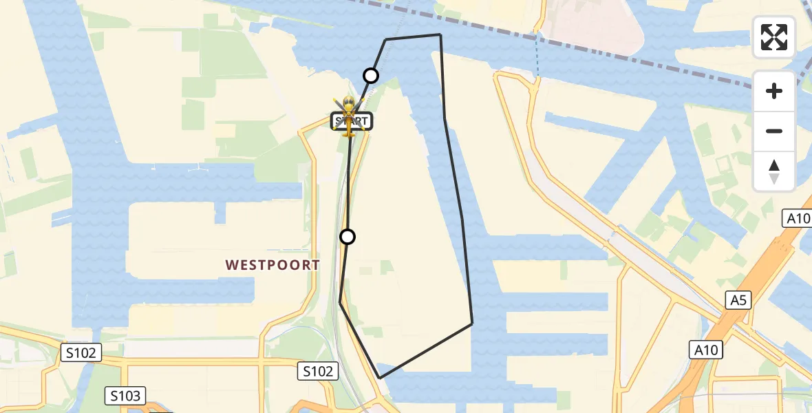 Vluchtroute Traumahelikopter Amsterdam Heliport - Amsterdam Heliport, 16 oktober 2026, 09:03