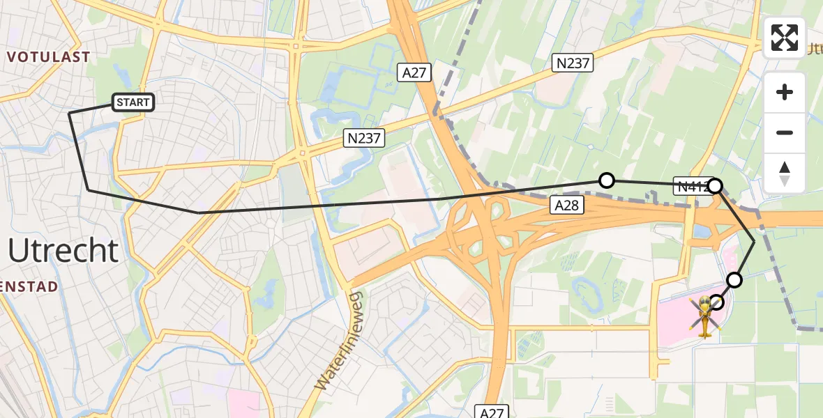 Vluchtroute Traumahelikopter Utrecht - Universitair Medisch Centrum Utrecht, 16 oktober 2026, 09:54