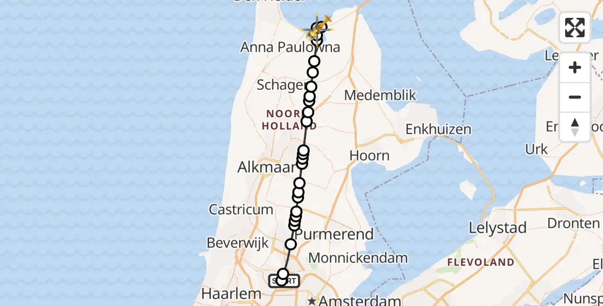 Vluchtroute Traumahelikopter Amsterdam Heliport - Westerland, 16 oktober 2026, 11:26