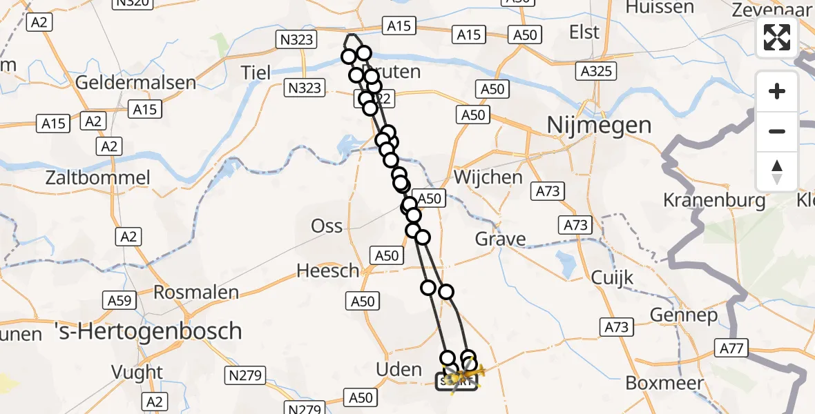 Vluchtroute Traumahelikopter Vliegbasis Volkel - Vliegbasis Volkel, 16 oktober 2026, 15:54